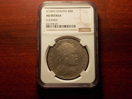 EE1895 Ethiopia Birr large silver coin  NGC AU