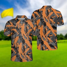 Orange Camo Golf Polo Shirt Mens Womens Casual Sport Top