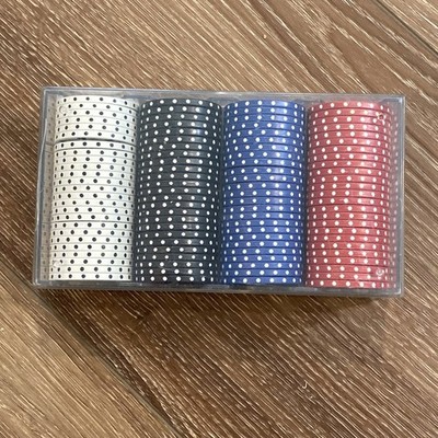 100 Clay Poker Chips 11.5 gm 4 Color 2 Tone Blackjack Red Blue White Black Open