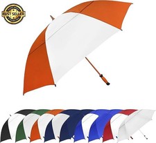 64" Automatic Open Golf Umbrella Large Vented Waterproof Windproof Double Canopy