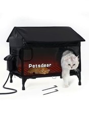 Heated Outdoor Cat House - Large, Weatherproof  Insulated for Multiple Cats ...