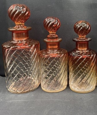 Baccarat Bamboo Twisted Amber Clear Lot of 3 Bottles Perfume Rose Tiente