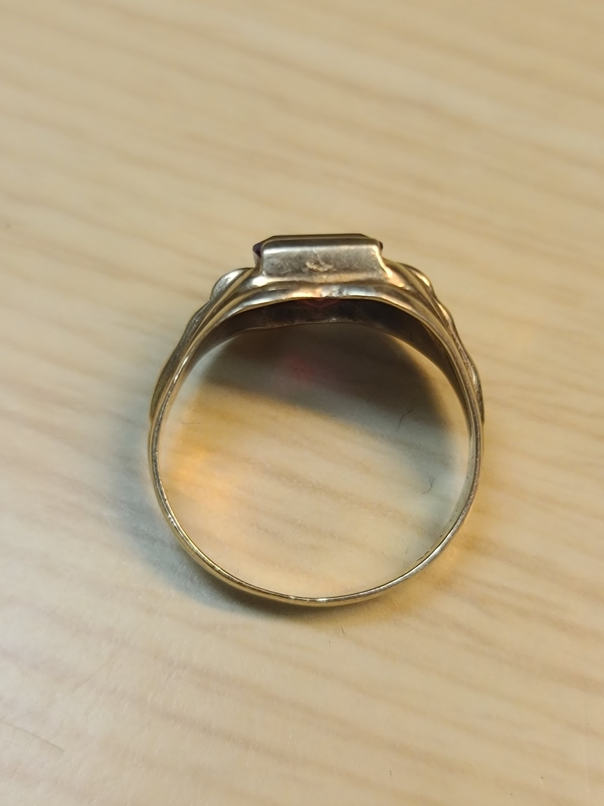 Vintage 10k Solid Yellow Gold Red Ruby Ring 4.75s… - image 3