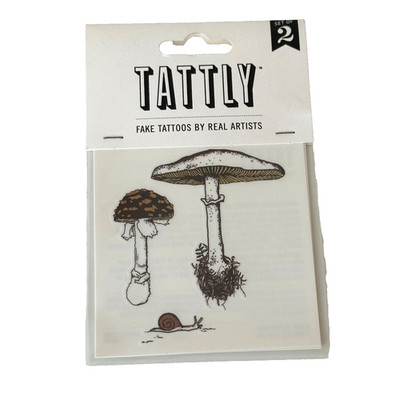 NEW Tattly Temp Tattoo Mushroom Snail - Set of 2