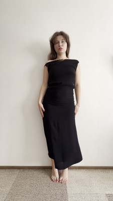 Jil Sander Women's Black Draped Open Back Maxi Dress Sleeveless Evening  Size 40 | eBay