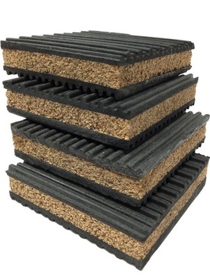 Anti-Vibration Rubber Cork Isolation Pads, Pack of 4, 3x3x7/8''