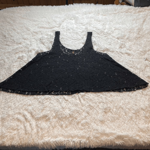 Sweet Love Black Cropped Lacy Swing Tank