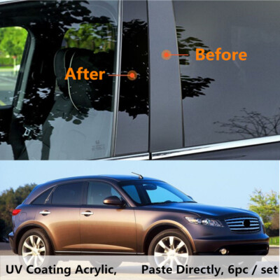 Decal Cover Fit For Infiniti FX 03-08 FX35 FX45 Gloss Pillar Posts 6pc Door Trim