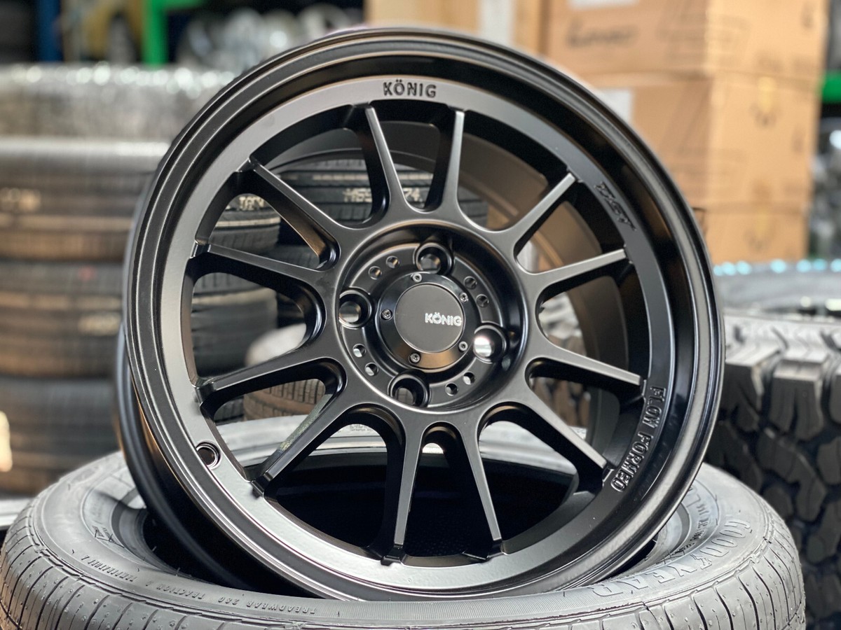 NEW 4x100 (4 Wheel) 15x7.5J KONIG Flow Formed BLACK Fits HONDA