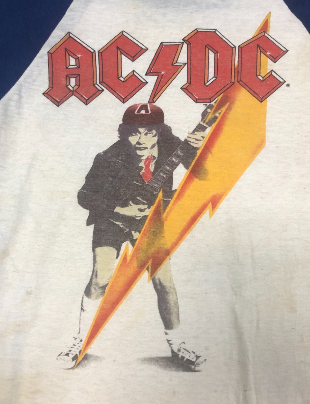 AC/DC HIGH VOLTAGE ORIGINAL 1976 TOUR 3/4 BASEBALL T-… - Gem