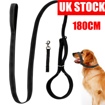 Anti Pull Figure Dog Lead (Halter Head Collar) Super Soft Braided Nylon  UK