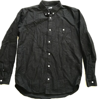 CHEAP MONDAY COTTON BUTTON DOWN ROUGH DRESS SHIRT BLACK MEDIUM