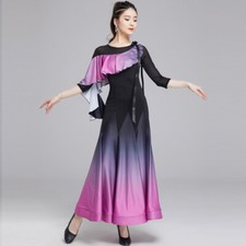 Latin Ballroom Dance Dress Modern Salsa Waltz Standard Long Dress J046 2 Colors