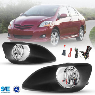 Fog Lights For 2007-2012 Toyota Yaris Sedan Clear Glass Lens w/Switch Wiring Kit