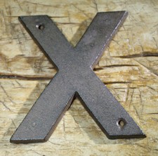 Cast Iron Industrial LETTER X Sign Rustic Brown 5" tall Alphabet