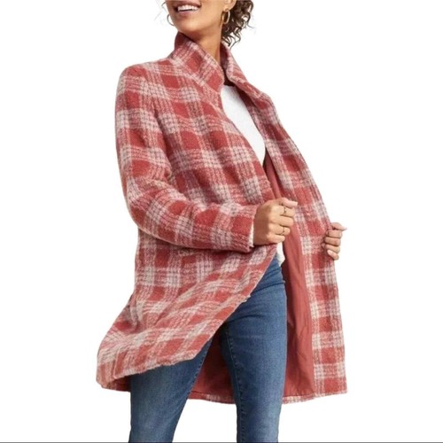 OLD NAVY Funnel Neck Plaid Wool Blend 