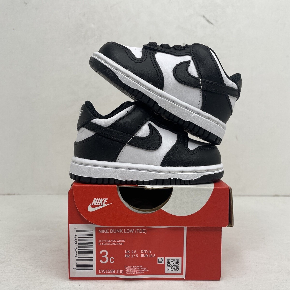 Nike Dunk Low White TD “Panda/Black White”CW1589-100 3C New