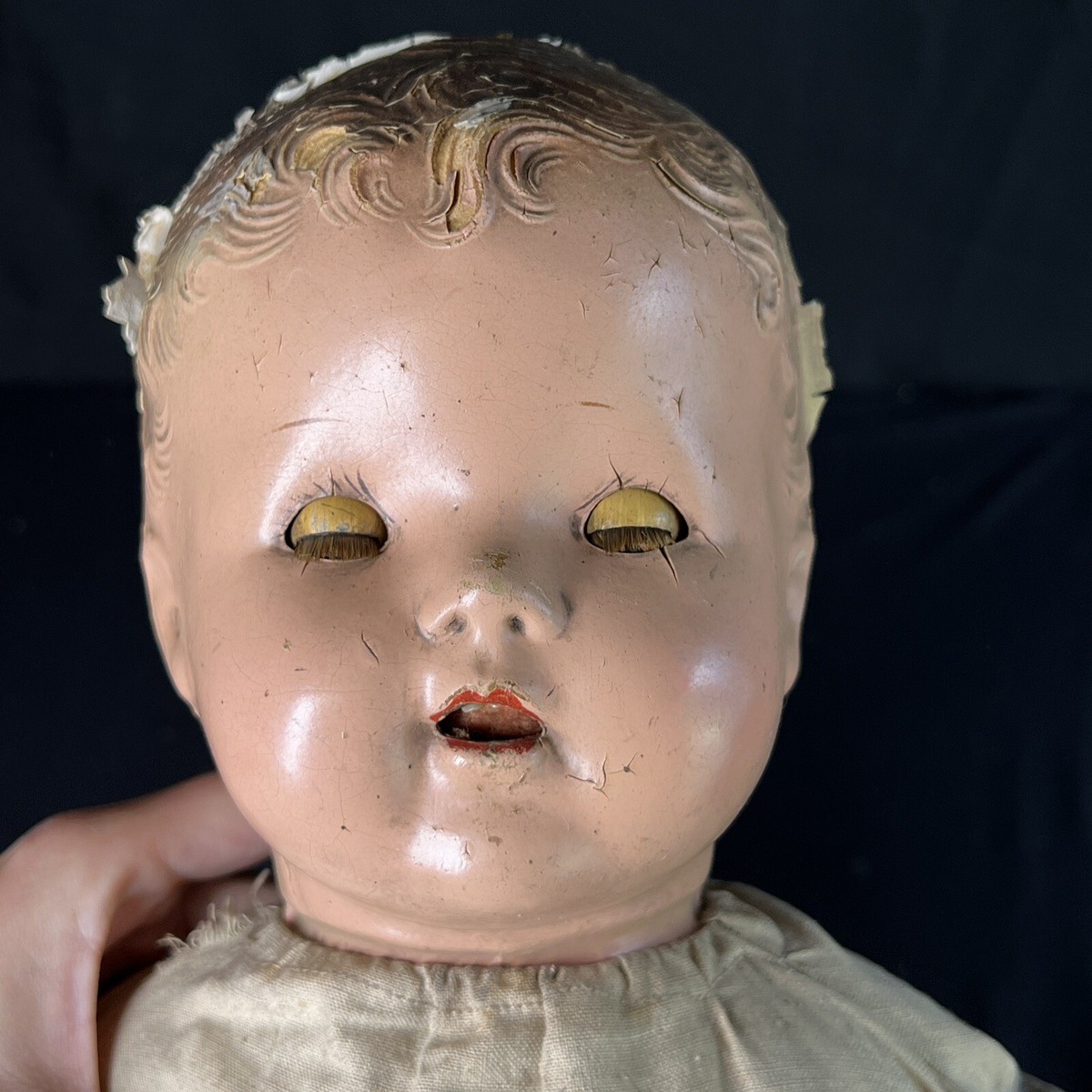 Antique 1930's Bisque Baby Doll 22” Cloth Body Sleepy Eyes | eBay