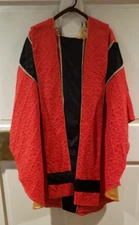 VINTAGE CLERGY OFFICIANT VESTMENT CHASUBLE & STOLE RED W/BLACK VELVET WEE TLC