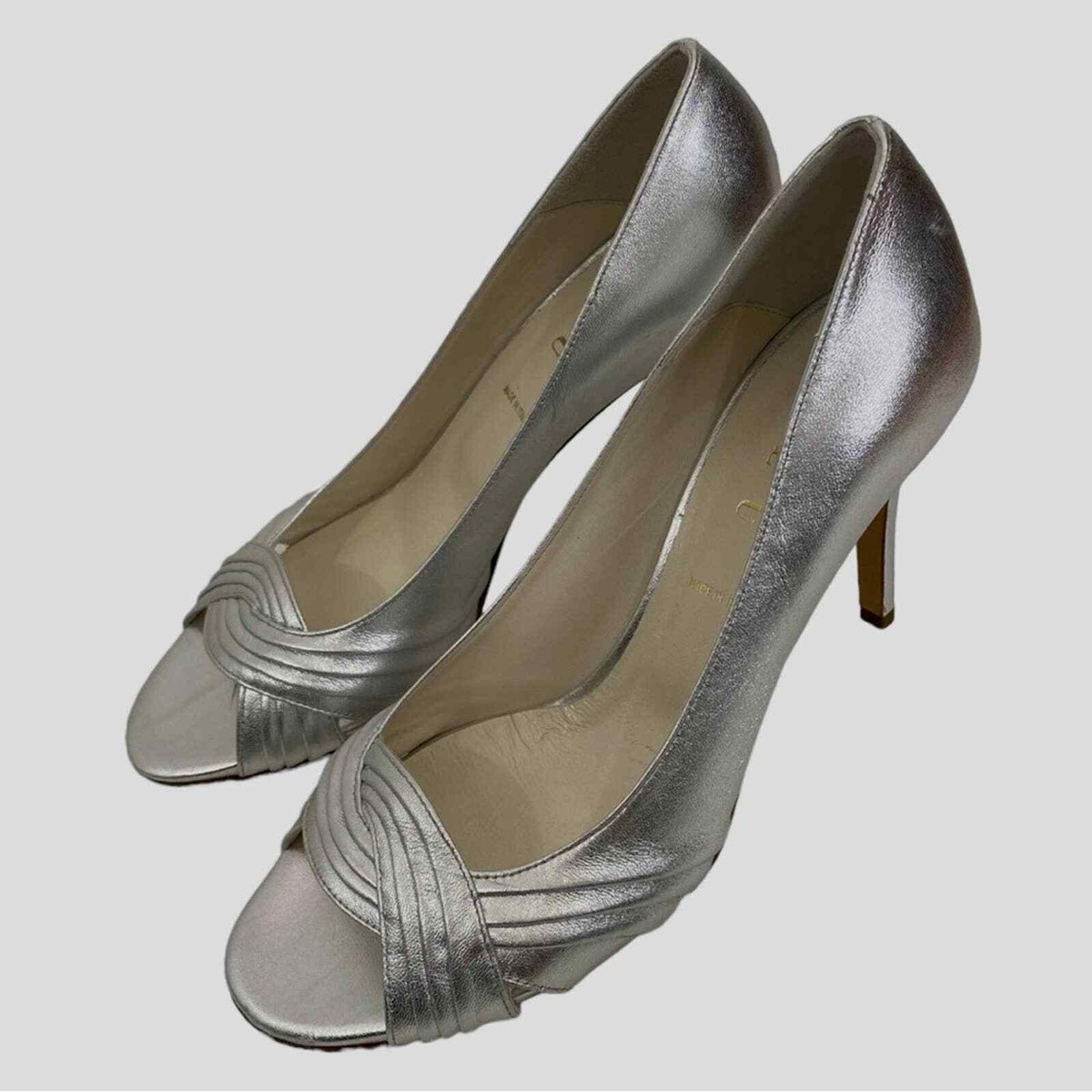 Something Bleu Metallic Silver Handmade Italian Leather 