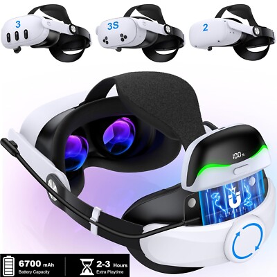 VR Zubehör Verstellbares VR Head Strap Für  Quest 3/3s/Quest 2 mit 6700mAh Akku