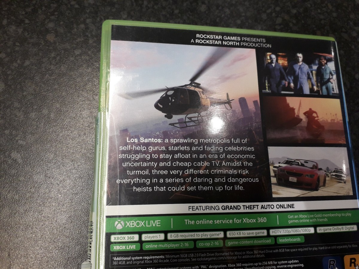 GRAND THEFT AUTO Five Complet Boîte Notice Carte Xbox 360 Pal Fr Cib