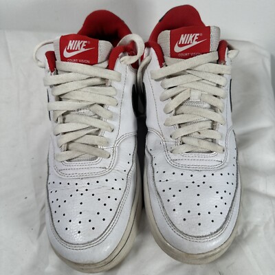 Men\'s Nike Sz-9 Court Vision Lo White/Black-Red shoes DH0851-100 Worn 1X Nike Court Vision Low DH0851-100 Size 8 Black University Red  main image 2