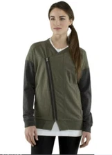 LULULEMON MULA BUNDLE WRAP JACKET SIZE 6 HEATHERED GREEN HEATHERED DARK GREY