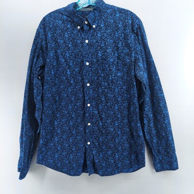 j crew casual woven button down shirt long sleeve blue floral shirt