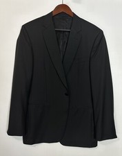  405 CANALI 14712/48 Solid Black One Button Wool Blend Tuxedo Jacket Size 44 R