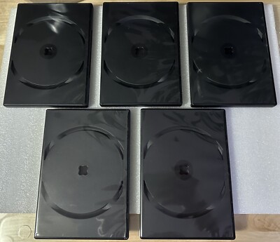 LOT of 5 FlexBox Standard Single CD DVD Black Storage Case Box