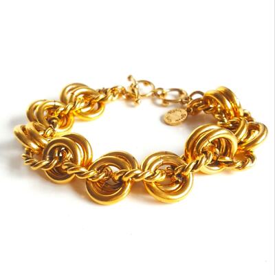 Robin Steele Inc. 18k Gold Polish Over Brass   Double Wide Links VINTAGE