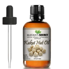 Kukui Nut Oil Anti-Frizz Hair & Lock Moisture into Skin Huge 4oz Glass Bottle 