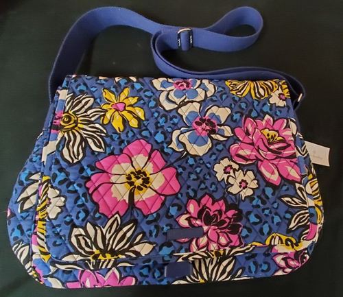 Bolso mensajero Vera Bradley en algodón violeta africano correa ajustable sin etiquetas - Imagen 3 de 7