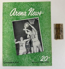 Jan. 15, 1949 NBA Basketball DH Program w/ Dated Ticket Stub Baltimore @ Phila
