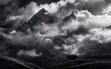Landscape nature monochrome mountains himalayas clouds Custom Gaming Mat Desk