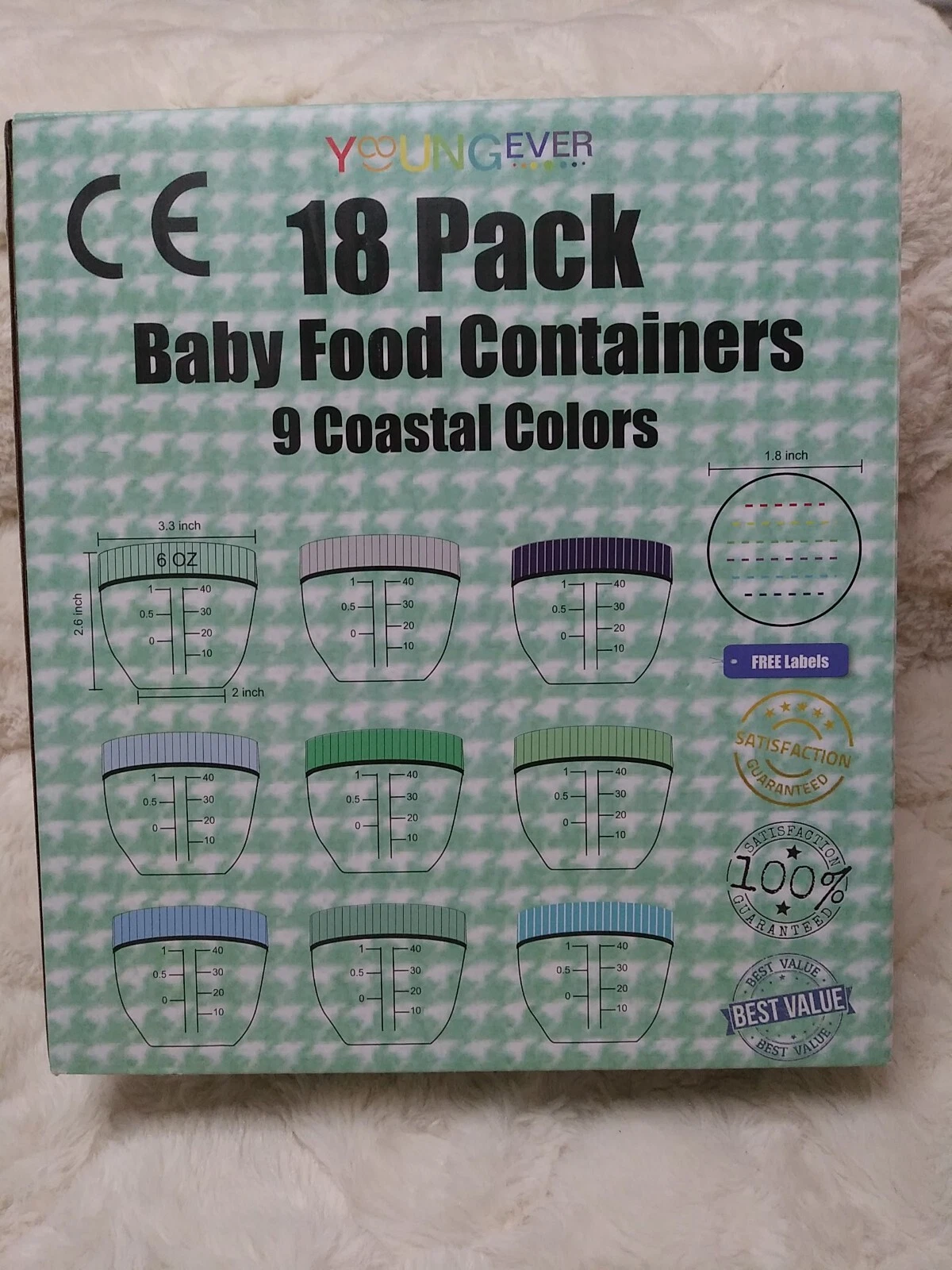 Youngever 18 Pack Baby Food Storage,6 oz Baby Food Containers with Lids ,9 Color
Opens in a new wind