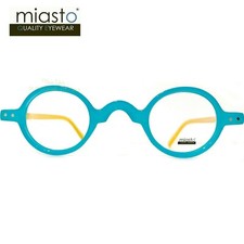 SPECIAL MIASTO MINI EXTRA SMALL OVAL ROUND READING GLASSES 1.25 BLUE YELLOW