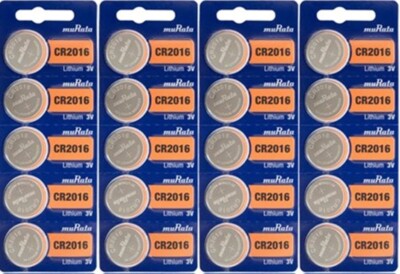 Twenty (20) Murata CR2016 Battery 3V Lithium Coin Cell- Replaces Sony CR2016*