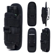 Tactical Flashlight Holder Case Molle Pouch Clip Light Holster Nylon EDC Bag US