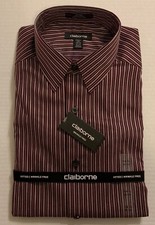 Claiborne Striped Fitted Dress Shirt Wrinkle Free 14 1/2 32 33 New Fast Ship