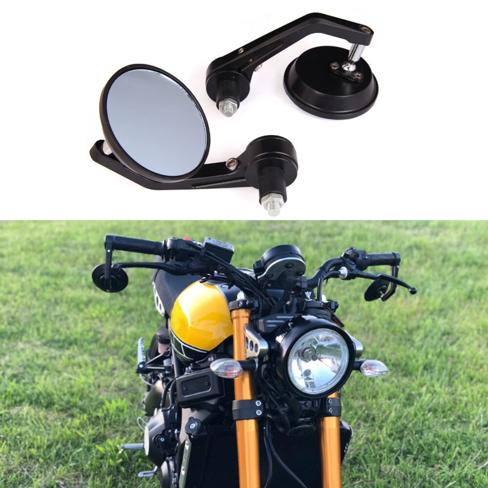 Motorcycle Round 7/8" Handle Bar End Mirrors For Honda Yamaha Suzuki Ducati HG - Image 2 of 4