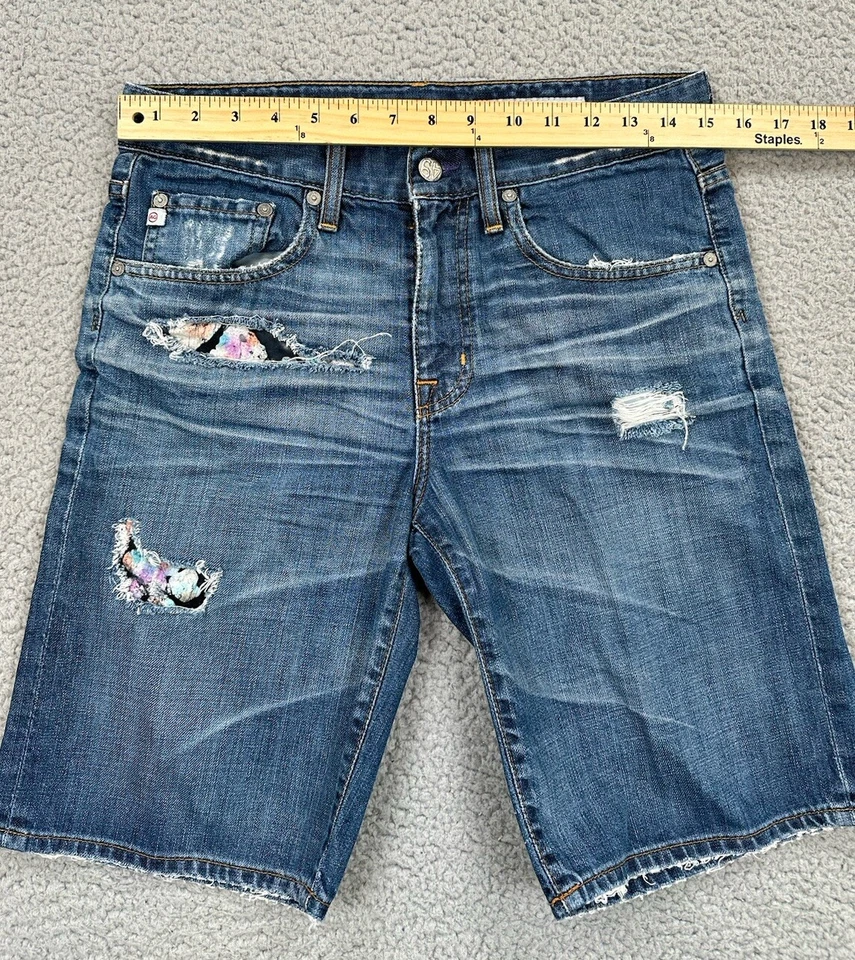 Pantalones Cortos AG Adriano Goldschmied Ex-Boyfriend Para Mujer 27 Azul Denim Envejecido EE. UU. Foto 3 de 4