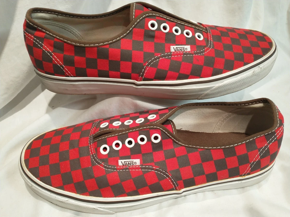 Red checkered vans lace top up