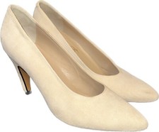 Vintage Paloma Vero Cuoio Suede Cream Pumps Size 7.5B