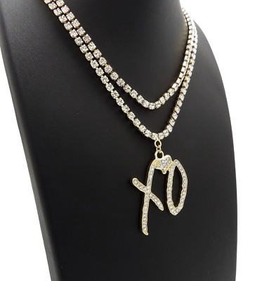 Iced Hip Hop Rapper XO Pendant w/ 3mm 16
