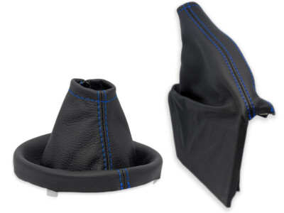 SCHALTMANSCHETTE HANDBREMSSACK FUR SUBARU WRX STi 2014-2021 LEDER NAHT BLAU