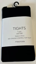 NEW size S/M Maurices opaque tights control top black small/medium
