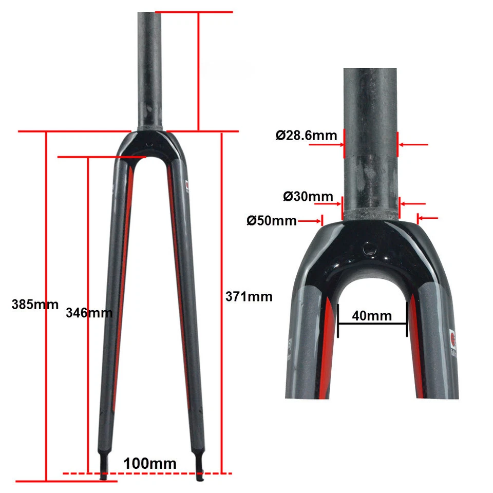 700*28C Carbon Fiber Bicycle Fork C Brake Rigid Gravel Road Bike Fork 1-1/8 in - Image 4 of 4