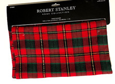 NWT ROBERT STANLEY CHRISTMAS RED PLAID GREEN GOLD 13" x 72" TABLE RUNNER